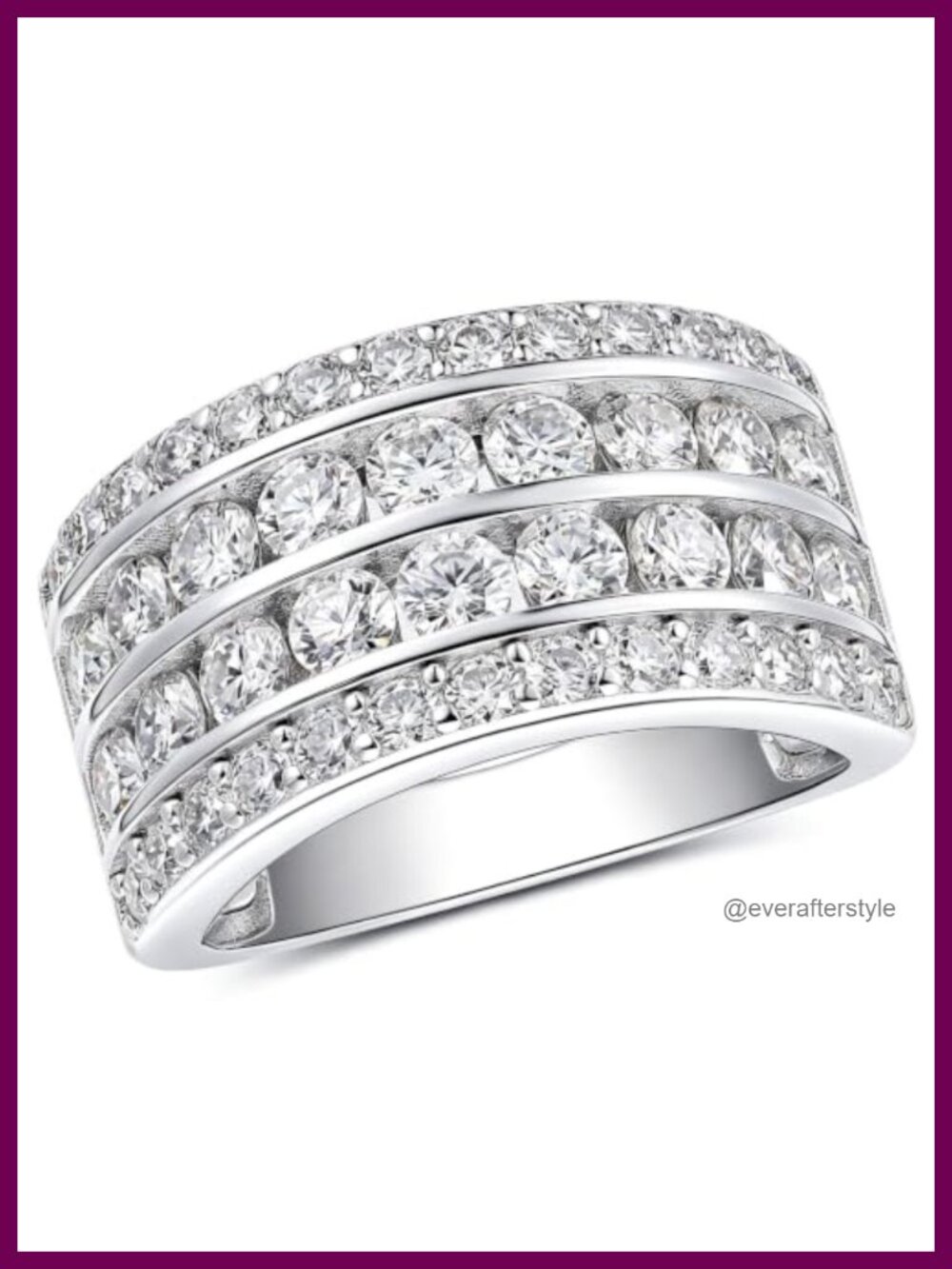 Moissanite Wide Wedding Band Silver Plated Half Eternity Ring Women